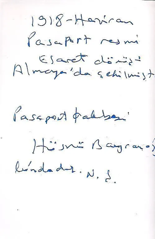 Pasaport resi arka yazı