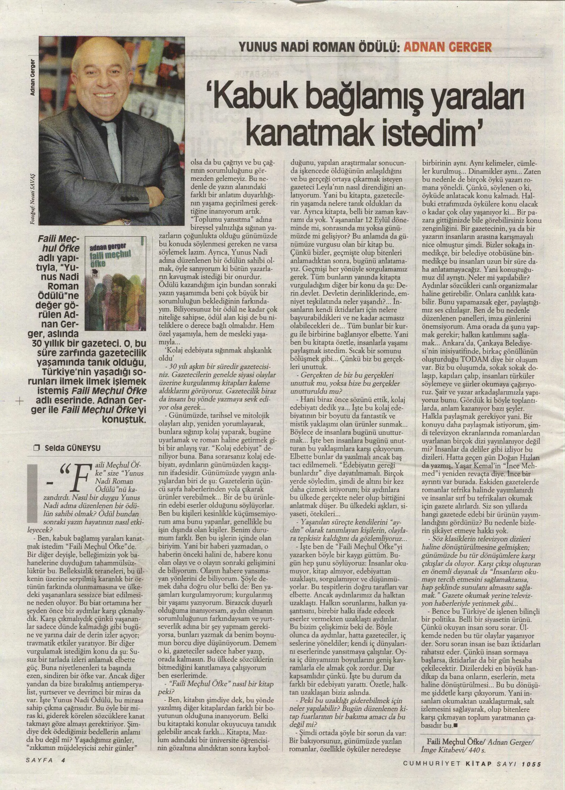 Adnan Gerger, Cumhuriyet Kitap eki....