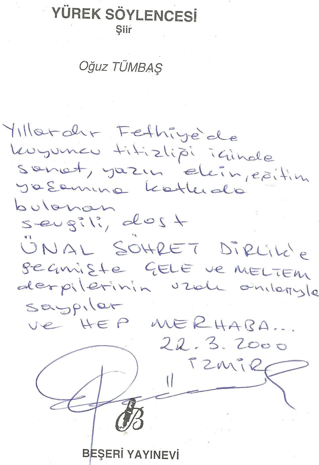 Oğuz Tümbaş'ın Notu