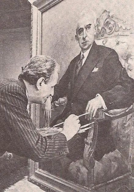 İbrahim Çallı, İnönü portresini çalışırken (Nurullah Berk koleksiyonu)