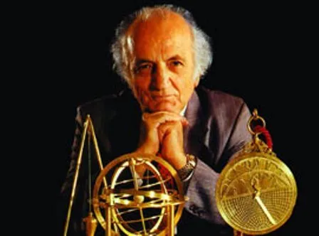 Prof. Sezgin, with models of Islamic inventors' inventions that he presented
