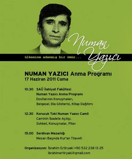Numan Yazıcı  hakkında bir etkinlik afişi