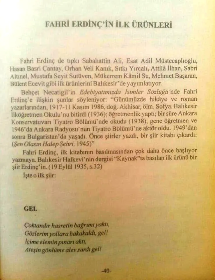 Fahri Erdinç'in İlk Ürünleri 2 (Kaynak dergisi, İbrahim Oluklu arşivi)