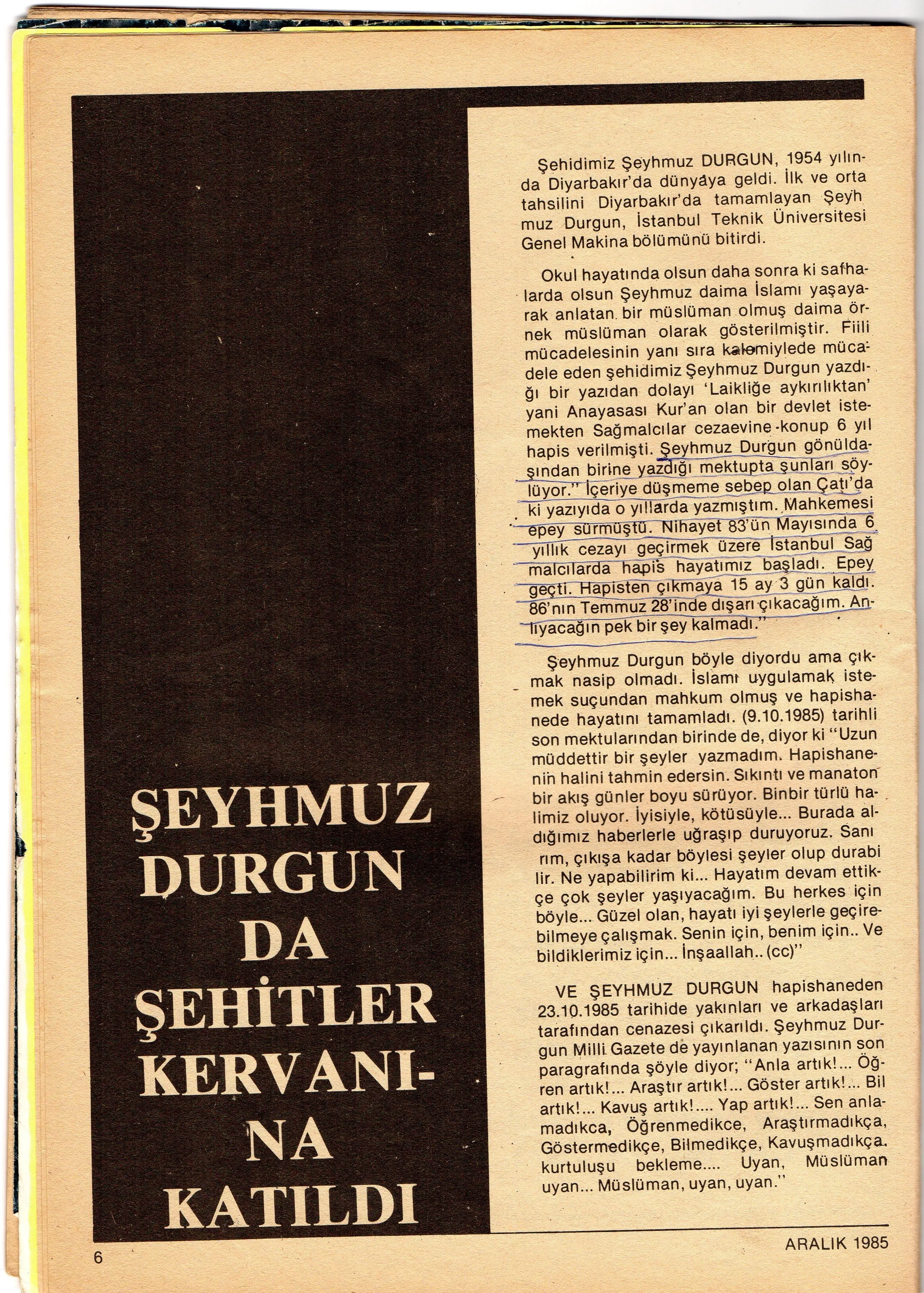 Şeyhmus Durgun hakkında bir yazı (Tarihsiz)