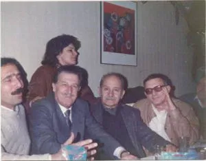 Ankara’da bir gece Ertuğrul Günay, Mücap Ofluoglu, Vedat Türkali ve Dorsay (soldan sağa, 1989)