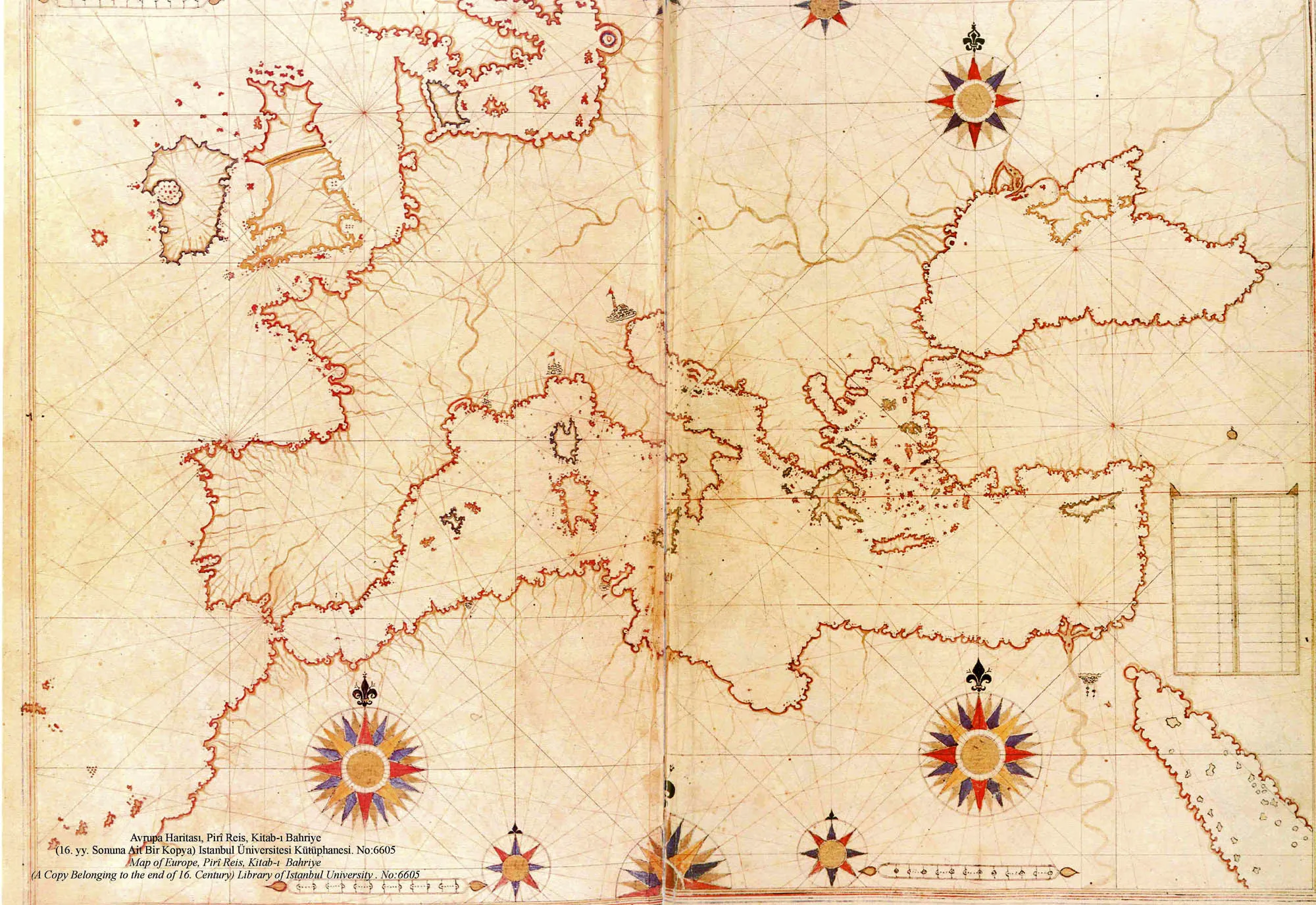 Piri Reis Map (Europe and Mediterranean sea)