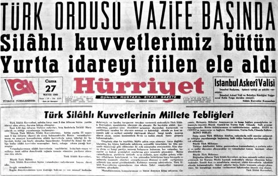 Hürriyet gazetesinde darbe haberi