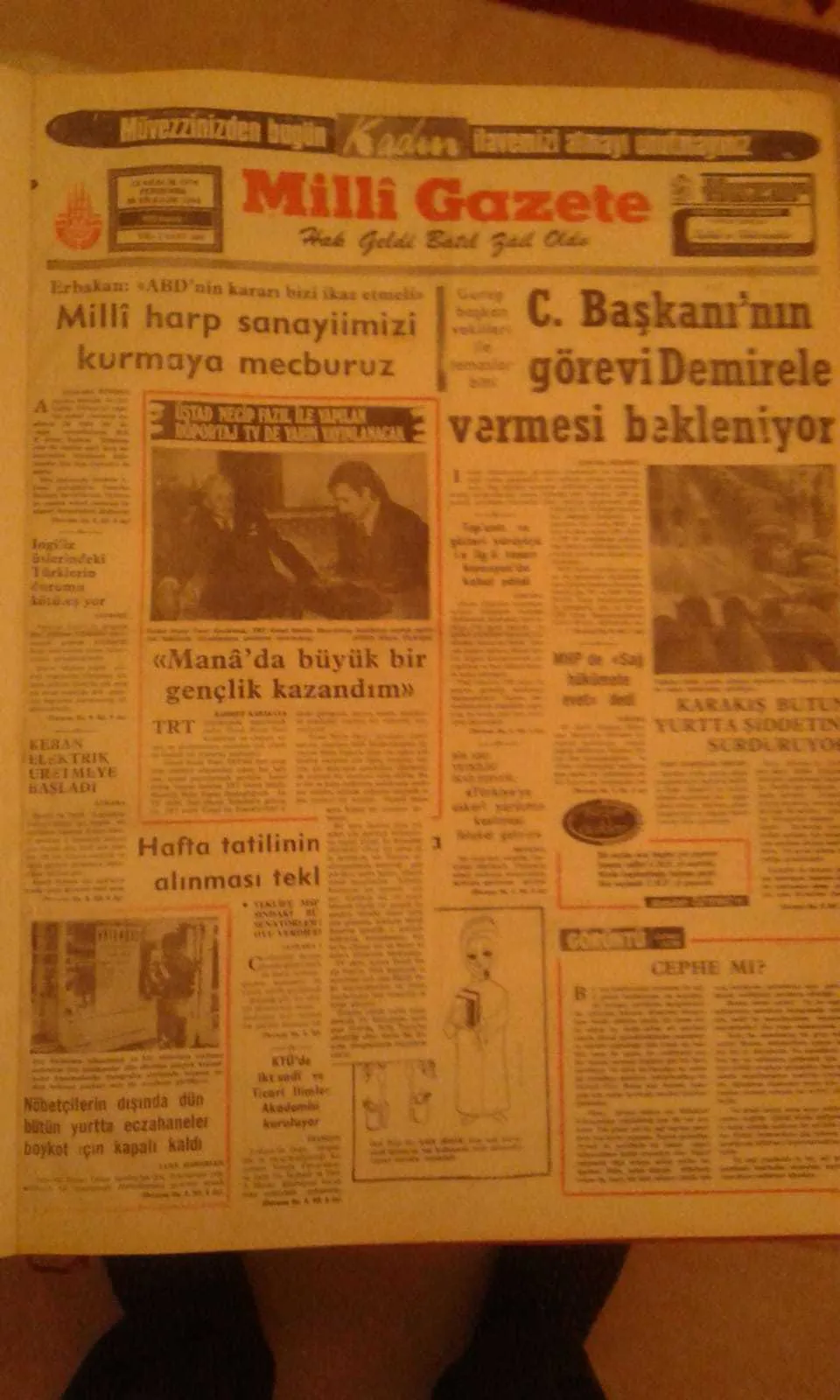 Necip Fazil'dan takdir alan haberin devamı (Milli Gazete 12.12.1974)