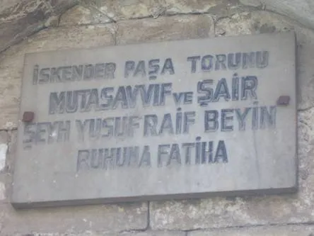 Yusuf Raif Efendi Türbesi kitabesi