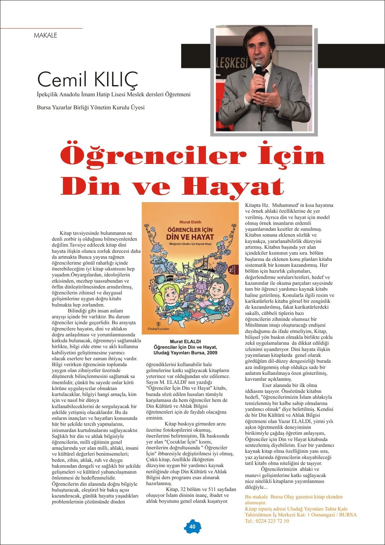 Cemil Kılıç'ın, Murat Elaldı Hakkındaki Yazısı